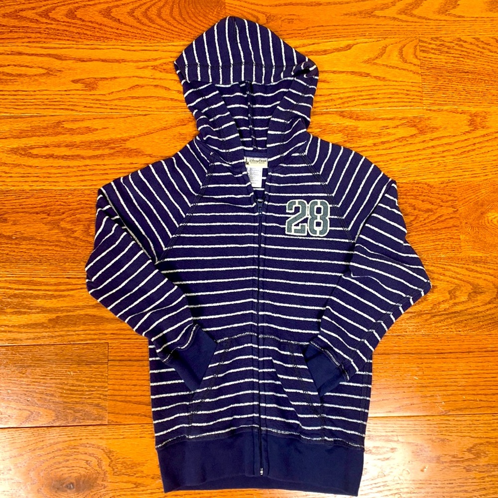 Youth Disney Parks Navy Striped Mickey Mouse Zip Hoodie sweatshirt size Medium